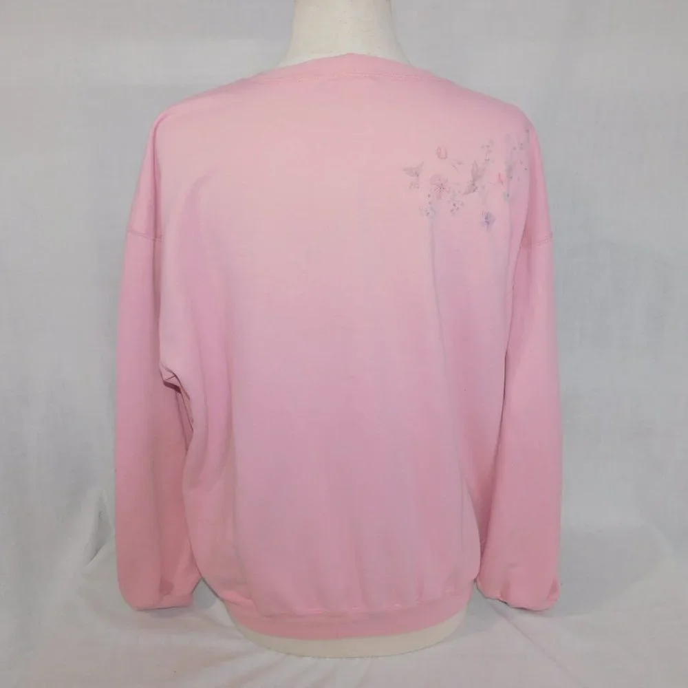 VTG 90s Northern Reflections Womens L Pink Floral Glitter detail Sweatshirt - Picture 10 of 13